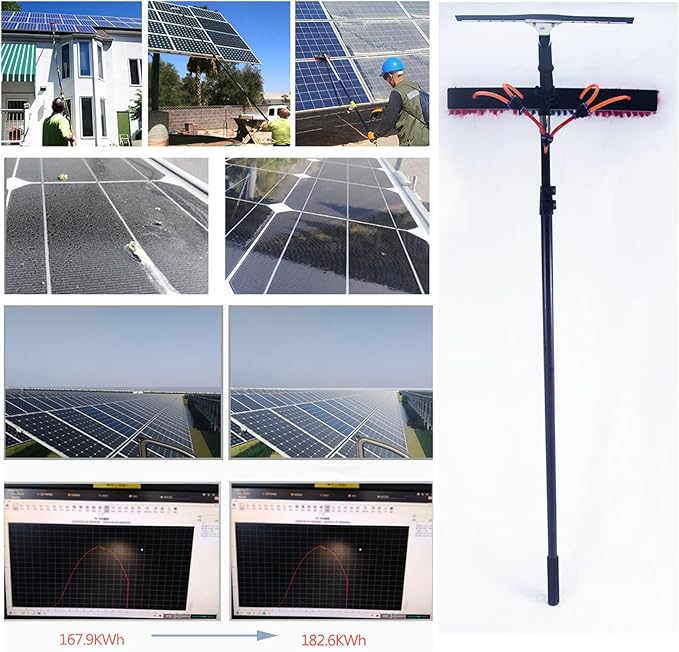 Extendable Water Fed Solar Panel Cleaner, 10.8M Solar Panel Cleaning Equipment, 55Cm Water Fed Telescopic Brush for Cleaning Photovoltaic and Solar Panels Black,B,Brush 55cm,3.6m / 12ft