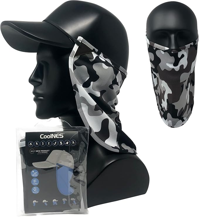 CoolNES - UV Sun Protection Neck Drape Adjustable Multifunctional 2 in 1 Face Covering for Outdoor Fishing - Unisex