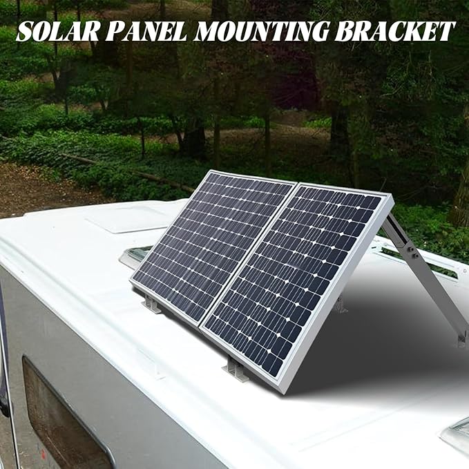 Solar Panel Mounting Brackets, 2 Sets Adjustable Solar Panel Tilt Mount Brackets, 14-27IN Adjust Solar Panel Rack, Support up to 100-450 Watt Mounting Bracket Set, Portable Stand for Roof RV Boat