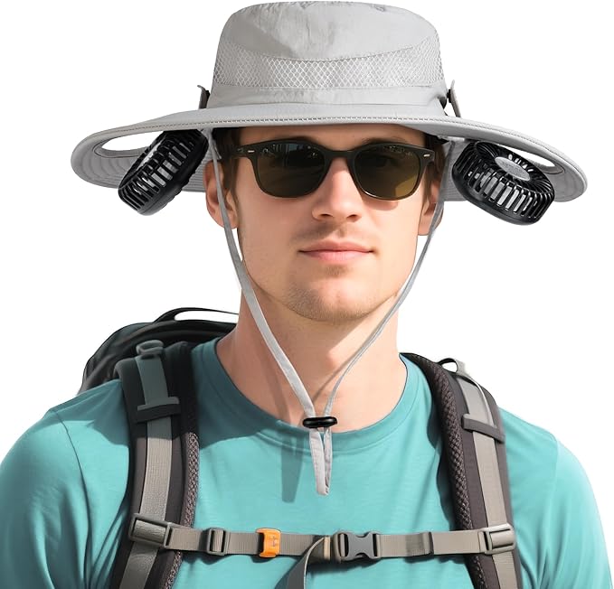 AMACOOL Bucket Hat Fan Pro, Gifts for Father Dad Husband, Fishing Essentials for Men Women, Camping Hiking Beach Gardening