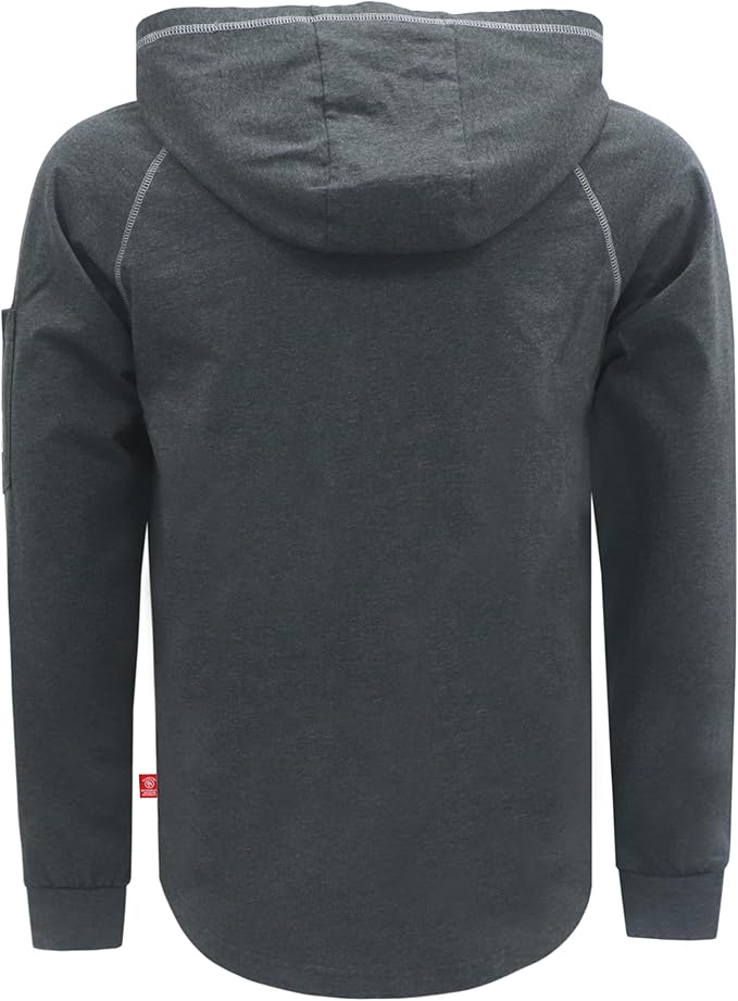 BOCOMAL FR Hooded T Shirts Heather Series 6oz Flame Resistant NFPA2112 CAT2 Fire Retardant Hoodies Work Shirt