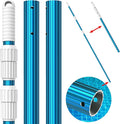 CKE Upgraded 12 Feet Thicken 1.3mm Blue Aluminum Telescoping Swimming Pool Pole,Adjustable 3 Piece Expandable Step-Up,Attach Connect Skimmer Nets,Rakes,Brushes,Vacuum Heads with Hoses, Universal 1.25"