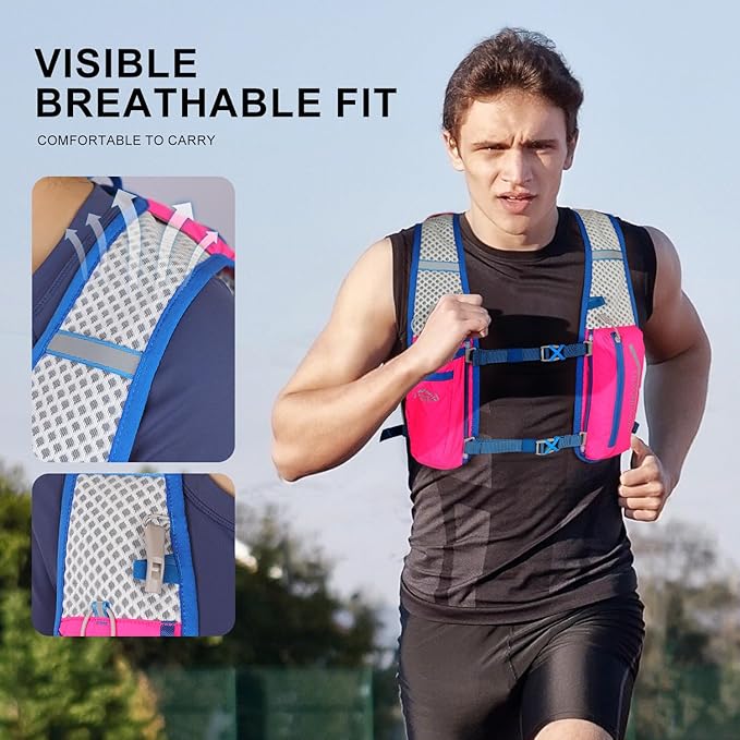 INOXTO Running Hydration Vest Backpack,Lightweight Insulated Pack with 1.5L Water Bladder Bag Daypack for Hiking Trail Running Cycling Race Marathon for Women Men