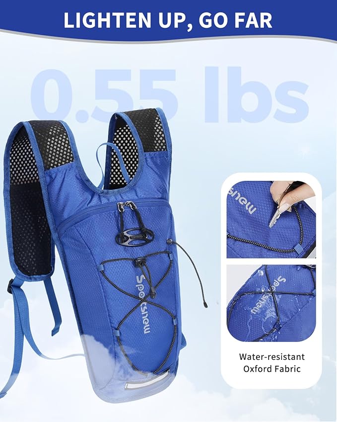 sportsnew Hydration Backpack with 2L Water Bladder, 6L Lightweight Water Backpack for Hiking, Running and Cycling, Hydro Pack for Men Women