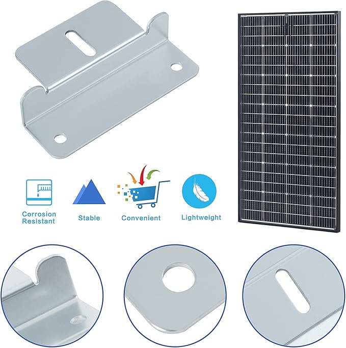 JJN Solar Panel Mount Z Brackets, 1 Set 4 Units Solar Panel Mounting Brackets, Lightweight Aluminum Corrosion-Free Mounts for RVs Boats Trailers Yachts and Other Off Gird System Installation