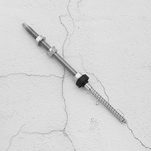 Pack of 4 Hanger Bolts 304 Stainless Steel Height Adjustable Solar Hanger Bolts for Photovoltaic Solar Attachment on Building Roofs, M10 x 250 mm