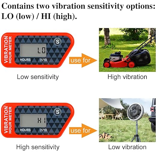 LCD Digital Hour Meter Gauge Vibration Activated,Waterproof Design,for All Vibrating Machine,Air Compressor,Generator,Lawn Mower,Motorcycle,Chainsaw (Red)