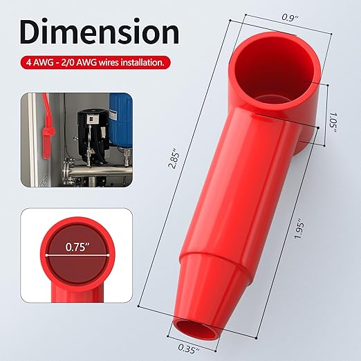 10pcs Red Silicone Stud Terminal Cover Insulated Battery Terminal Protector Boot Fit 4 AWG - 2/0 AWG for 1/4",5/16",3/8" Battery Post