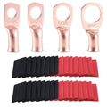 8 AWG Pure Copper Ring Terminal Kit (62 Pcs) - 30 Battery Lugs (1/4", 5/16", 3/8", 1/2") with 32 Heat Shrink Tubes for 8 Gauge Wire in Automotive, Solar, Inverter, Marine, RV Applications