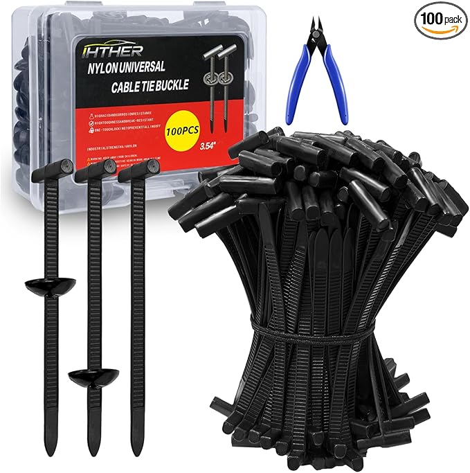 100PCS Upgraded Nylon Universal Cable Tie Buckle,Self-Locking Multifunctional Zipper Clips, Zip Ties Heavy Duty with UV Resistance for Car Bumper Fender Repair, Home, Garden, and Outdoor Organization