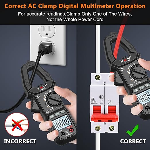 FKM Clamp Meter,TRMS 6000 Counts Digital Clamp Multimeter Voltage Tester,Auto-ranging 600 Amp Volt Meter,for AC/DC Voltage,AC Current,NCV,Capacitance,Resistance,Continuity,Hz/Duty Cycle,Diode,TempTest