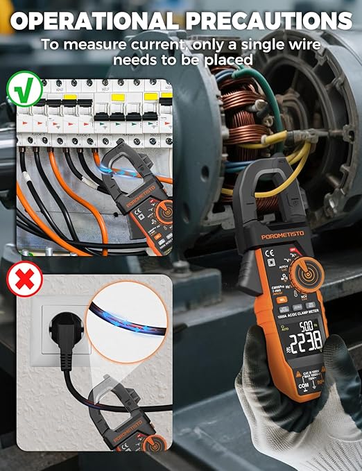 Inrush Clamp Meter With Flashlight,CM06Pro Clamp Multimeter,T-RMS 6000 Counts 1000A Amp Meter with VFD,LOZ,NCV,AC/DC Voltage Current,Continuity Capacitance Frequency Resistance Temperature