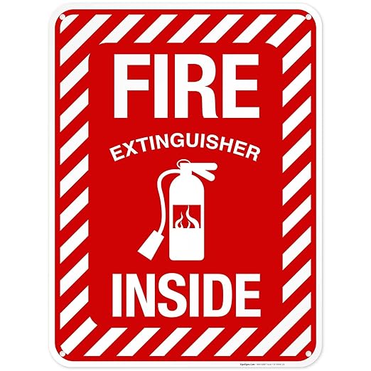 Fire Extinguisher Inside Sign, Fire Safety Sign, 18x24 Inches, 55 mil Thick HDPS (high Density polystyrene), Made in USA