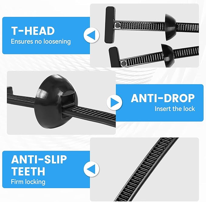 Cable Tie Buckle, Nylon Universal Cable Tie Buckle Zip Tie, 120 PCS, New T Nylon Automotive Clips for Car Fender, Engine Cover, Mudguard Fastener, Automotive Replacement Screw Fixing.