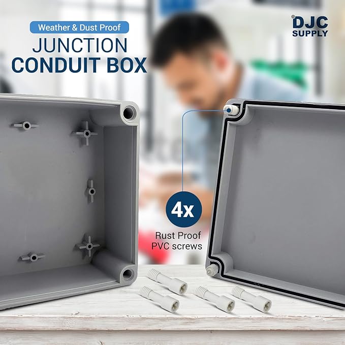 Co. 8" x8" x4" Weather & Dust Proof IP65 PS Plastic Universal Electrical Junction Conduit Box and DIY Project Enclosure, Use for Outdoor and Indoor (1 Pack)