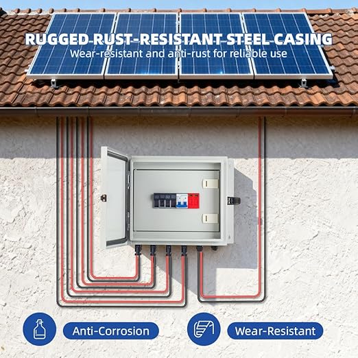 4 String Solar PV mc4 Metel Combiner Box 16A Rated Current Fuse 63A Air Circuit Breaker Out Door IP65 Waterproof (4 String- 16A)