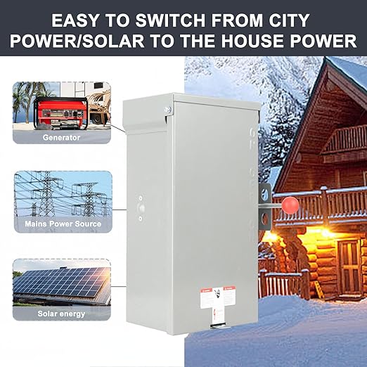 Generator Transfer Switch 100A, Manual Transfer Switch for Home Generator, Heavy Duty Double-Throw 120/240V,24000W for Indoor Outdoor Use,NEMA 4X Standards