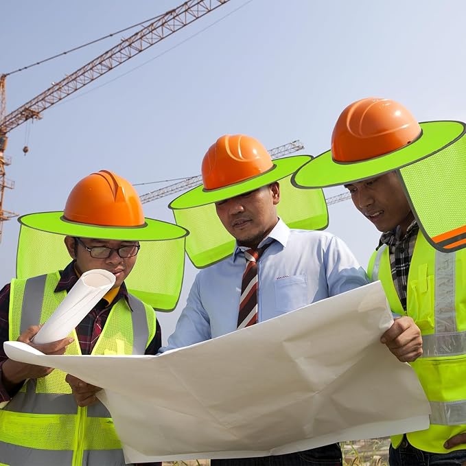 Jspupifip 20 Pack Hard Hat Sun Shade Full Brim Sun Shield High Visibility Visor with Reflective Strip for Hard Hat Accessories Construction Sites