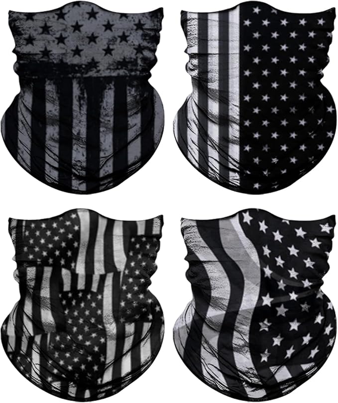 4Pack Neck Gaiter for Men Women Face Cover Mask Head Wrap Balaclava Headwear Bandana Headband Magic Scarf