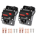 50 Amp Circuit Breaker with Manual Reset Switch for Boat Trolling Motor Marine ATV Solar System Stereo Audio Trailer Vehicles Electronic Battery 12V-48V DC Waterproof(2pcs Fuse)