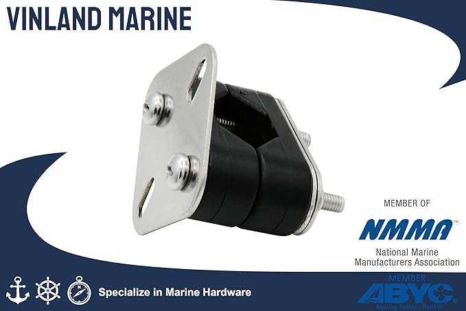Vinland Marine Nylon Boat Rail Mount Brackets Fit 7/8" ~ 1" Tube Stainless Steel Mount Plate, Boat Navigation Accessories, Pontoon Rail Mount, Boat tubing Accessories, Boat Grill mounting Cleat