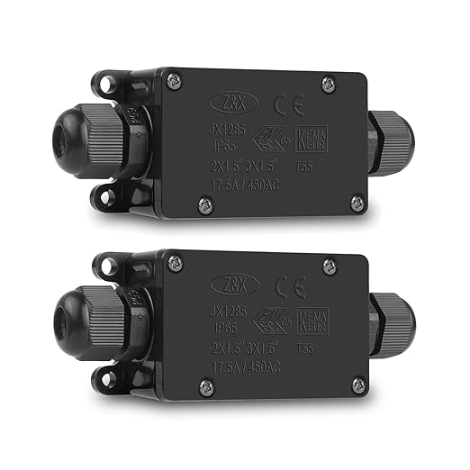 LemonBest 2pcs Waterproof Outdoor External 2 Way PG9 Electrical Junction Box Underground Cable Line Wires Power Cord Connector Protection