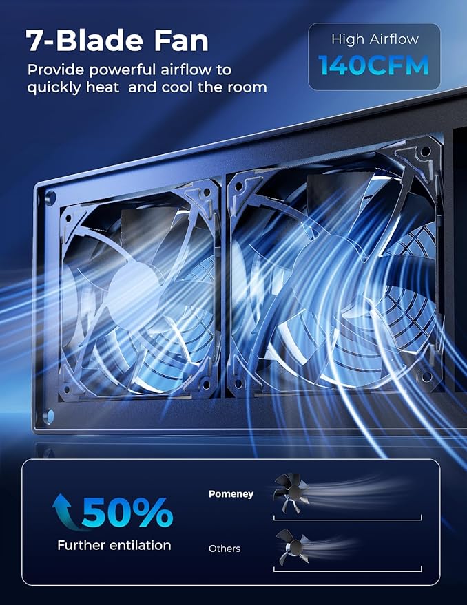 Register Booster Fan, Fits 4” x 10” with Remote Control, Smart Vent Fan Booster with Adjustable 10-Speed Control, Quiet Heating Cooling with Thermostat Control
