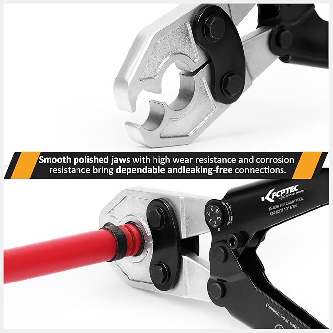 KF CPTEC 1/2 and 3/4-inch Combo PEX Crimping Tool for Copper Crimp Rings with Go/No-Go Gauge, Meets ASTM F1807 Standard, Durable Plumbing Tool