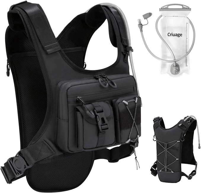 USA Original Patent Running Hydration Vest Backpack, Lightweight Chest Pack with 2.0L Water Bladder Bag Daypack for Hiking Running Cycling Race Marathon for Women Men