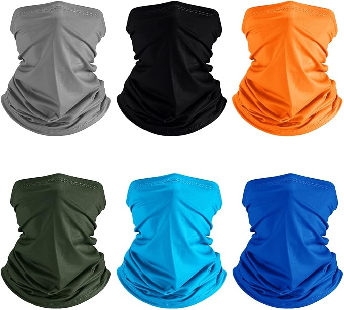 Geyoga 6 Pieces Summer UV Protection Cooling Neck Gaiter Face Clothing Neck Gaiter Mask Scarf Sunscreen Breathable Bandana