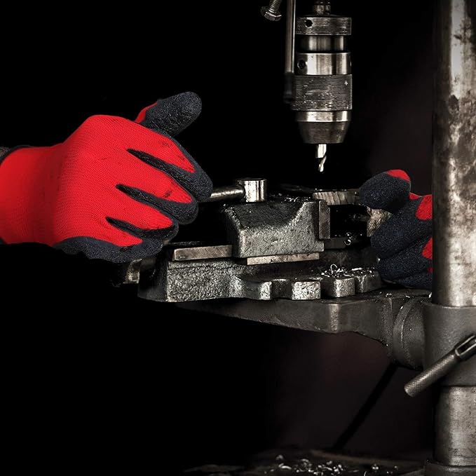Evridwear Crinkle Latex Rubber Hand Coated Safety Work Gloves for Men Women General Multi Use Construction Warehouse Gardening Assembly Landscaping,Red XX-Large 120 Pairs Pack