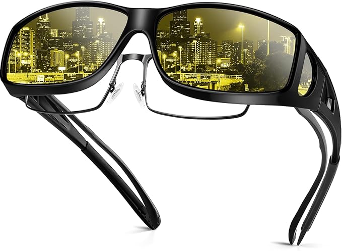 Night Driving Glasses Night Vision Glasses Fit Over Glasses Polarized Anti-Glare UV400 Gift for Men Women