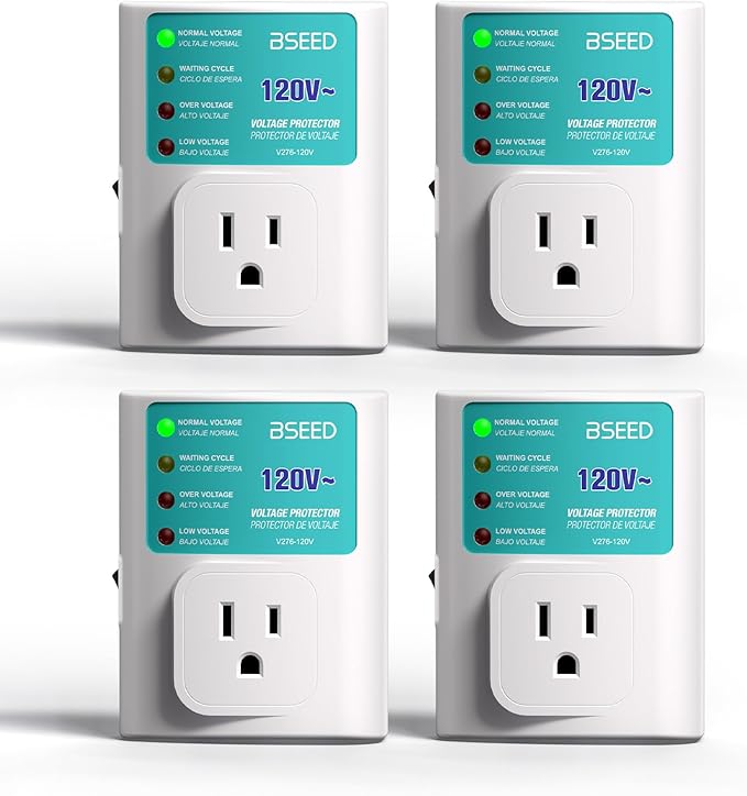 BSEED Single Outlet Surge Protector for Refrigerator, Power Surge Protector with Ground Protected Light Indicators, Adjustable Voltage Protector for Washing Machine, TV and Freezer, 15A, 120V,4 Pack