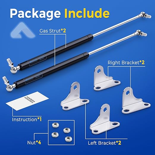 ARANA Gas Struts 20 inch 22.5lb with Brackets (2 Pack) - Light Duty Lift Support for Camper Door & Storage Box Lid - Hydraulic Spring Shocks for Cabinet Door, Bench Lid, Boat Hatch