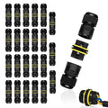 NineLeaf 24 Pack Waterproof Electrical Cable Connector, 3-Pin M20 Screw Type Wire Connectors Ø5-12mm, IP68 Waterproof Junction for Outdoor Garden Lights, Landscape, Underground Wiring