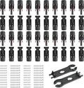 40PCS MC4 Solar Panel Connectors, MC4 Male/Female 1000V Solar Panel Cable Connectors IP67 Waterproof, with 2 Pcs Assembly Spanners for Solar Cable PV Systems