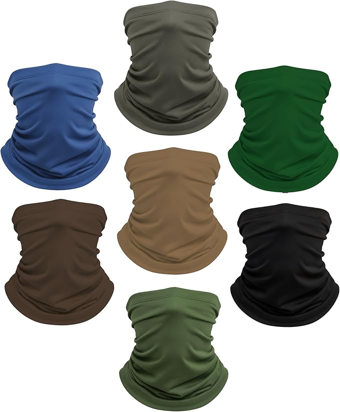 Xeoxarel Neck Gaiter, 7 Pack Cooling UV Protection, Bandana Face Mask Scarf for Men and Women