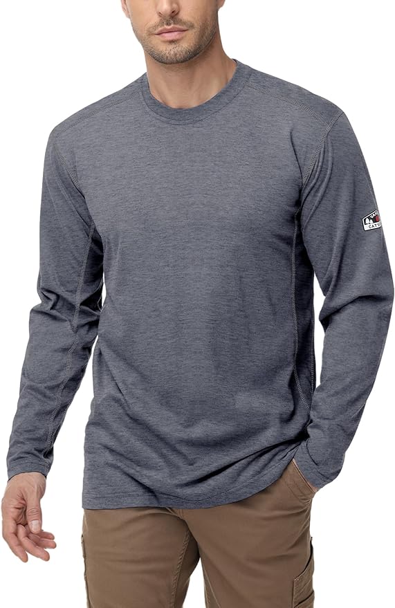 FR Shirts for Men 4oz Lightweight Fire Resistant Shirts for Men Long Sleeve Welding Shirt CAT1