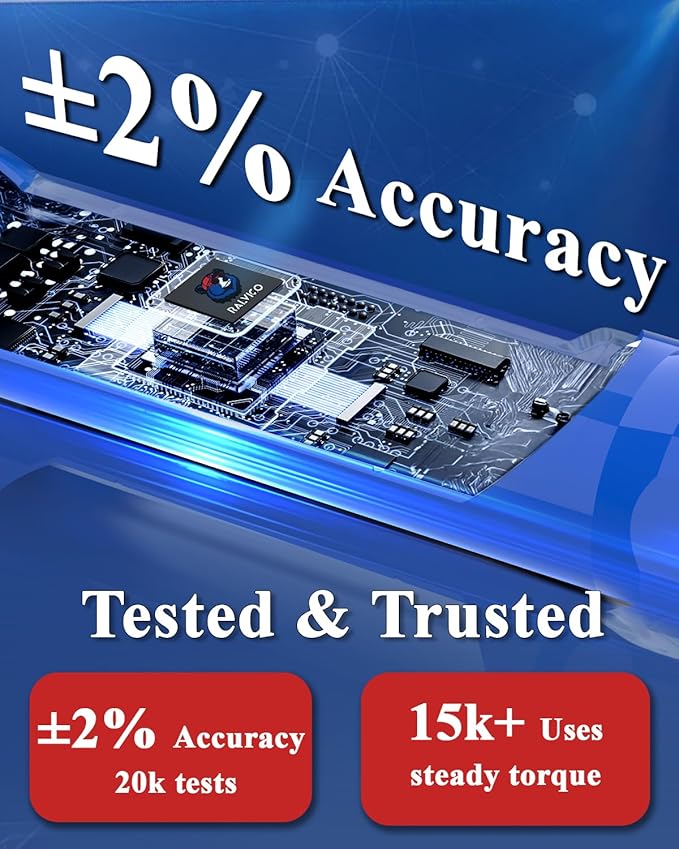 Digital Torque Wrench 3/8 Drive (5.02-99.57 Ft. Lb/ 6.8-135 N.m) ±2% Accuracy Dual-Direction Adjustable Torque Wrenches Digital with Vibration, Buzzer and LED Alert for Motorcycle, Car