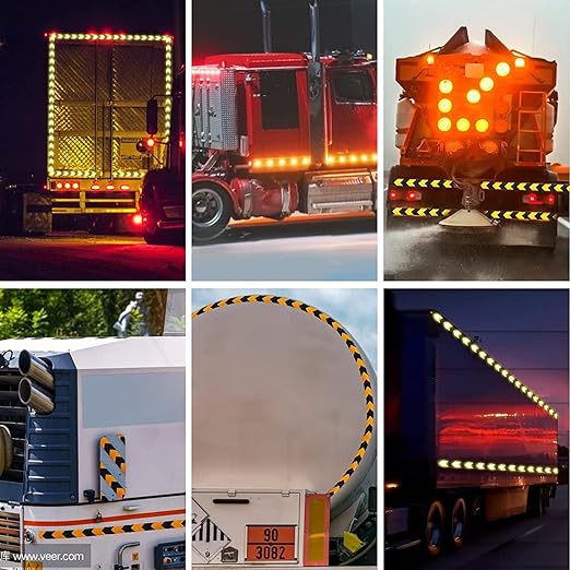 Reflective Tape, Waterproof Self Adhesive Dot Reflective Tape Outdoor Safety Caution Reflector for Trailers, Bikes, Cars（Black Yellow, 4 Inch x 32.8 Feet）