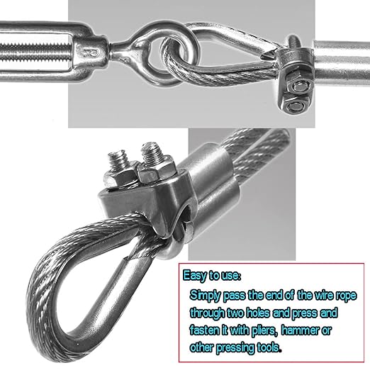 20Pcs M2 Wire Rope Clamp 304 Stainless Steel 1/16 inch Wire Rope Cable Clip Clamp