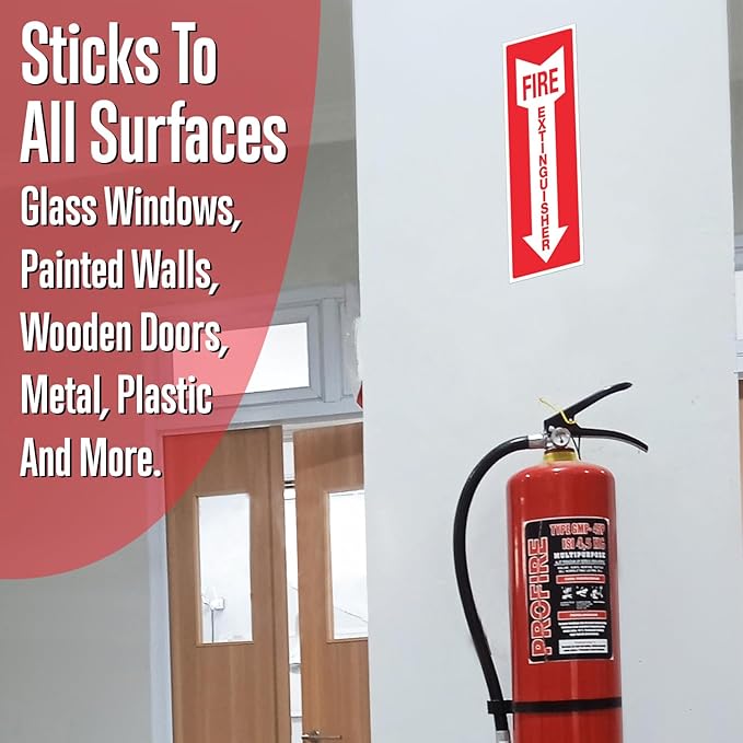 Fire Extinguisher Sticker Pack of 12 – 4 Mil Vinyl Fire Extinguisher Tags – Weatherproof Self-Adhesive Safety Signs for Workplace Firefighter Stickers – Ultra Bright Red and Whie Colors