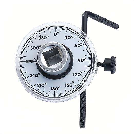 Professional Torque Angle Gauge, 1/2 Inch Drive, 360 Degree Rotation Scale, Mechanical Measurement Tool with Adjustment Handle, for Automotive Applications