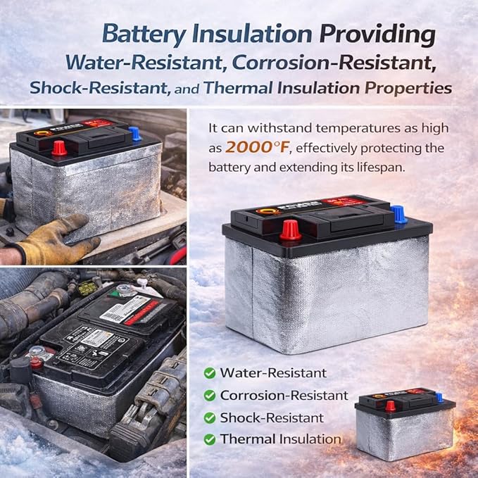 Battery Wrap Heat Shield Barrier Cell Saver Battery Insulation Kit (40'' x 8'')