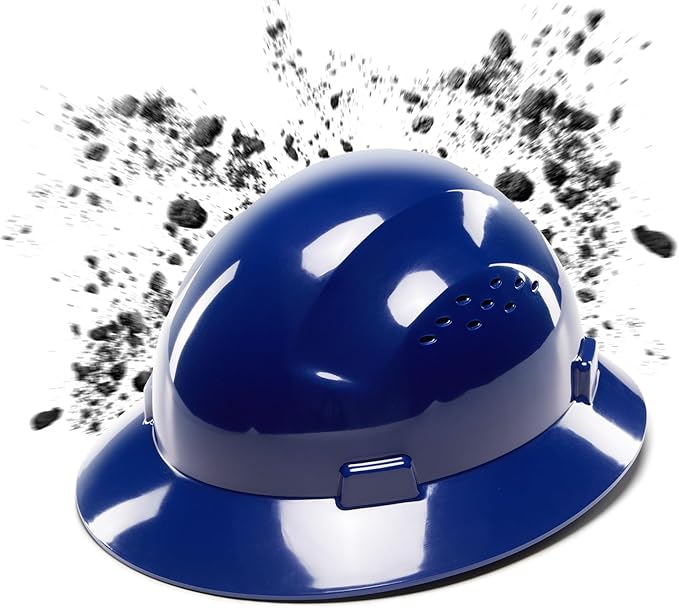 COOLJOB Full Brim Hard Hat, OSHA Construction Work Approved, HDPE Safety Helmet with 4 Point Adjustable Ratchet Suspension, Class E, G & C