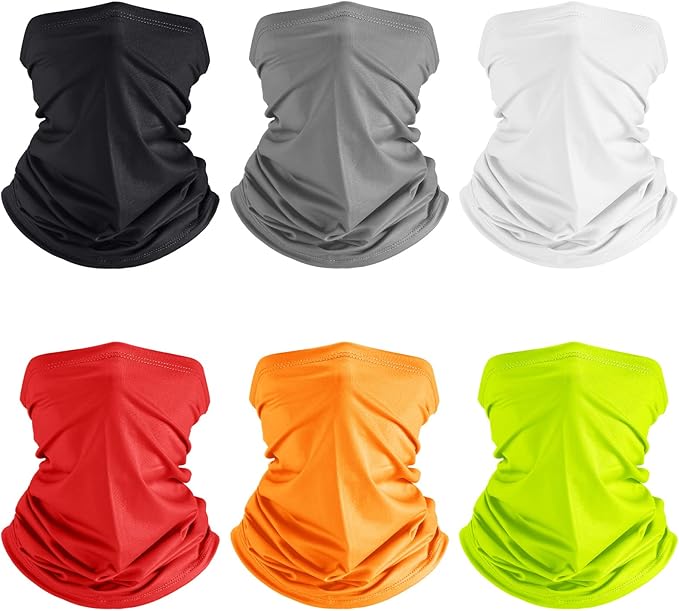 Geyoga 6 Pieces Summer UV Protection Cooling Neck Gaiter Face Clothing Neck Gaiter Mask Scarf Sunscreen Breathable Bandana