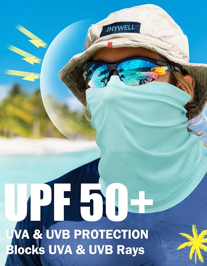 JHYWELL Cooling Neck Gaiter Face Mask, UV Protection Masks Gator, Windproof Bandana for Skiing, Fishing, Hiking, Cycling
