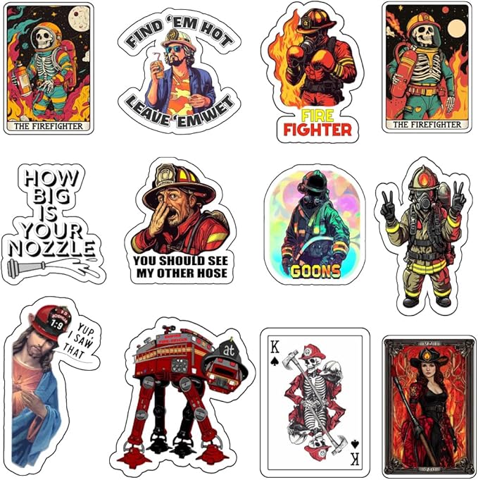 1step2dream Funny Firefighter Sticker | Humor and Witty Decals for Fire Fighter,Fire Rescue Stickers for Laptop,Water Bottles,Helmet – Gift for Firefighter,Adults,Women