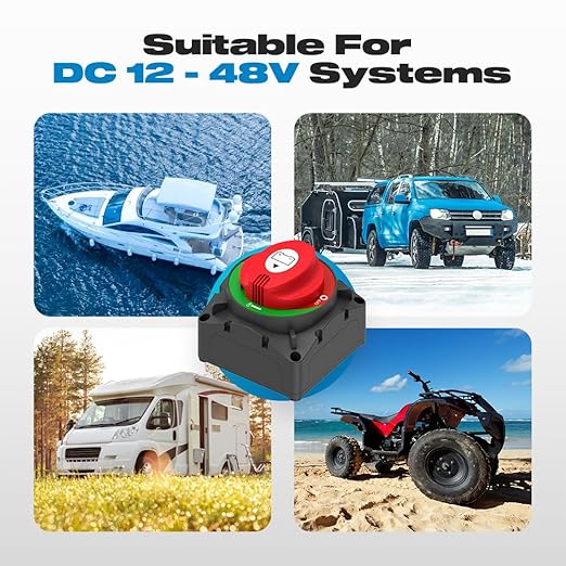 On/Off 600A Battery Disconnect Switch 12-48V Heavy-Duty Master Isolator Cut-Off Switch for Car, Truck, RV, Boat, Marine Vehicle