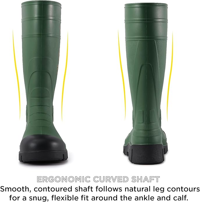 SUREWAY Steel Toe Rain Boots for Men, Knee High Waterproof Work Boots with Slip & Oil Resistant Outsole for Industrial, Construction, Agriculture